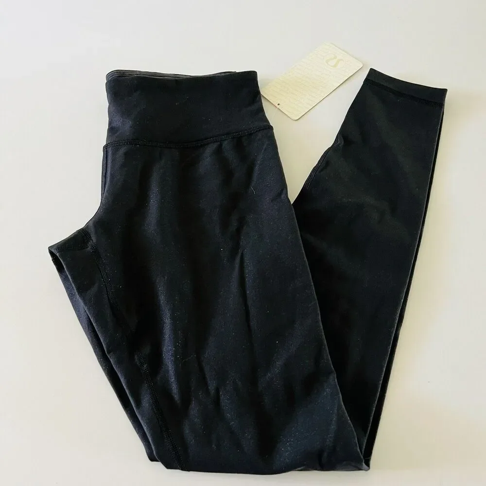 LULULEMON ATHLETICA Solid Black Coal Wunder Under Pant Leggings - US 8